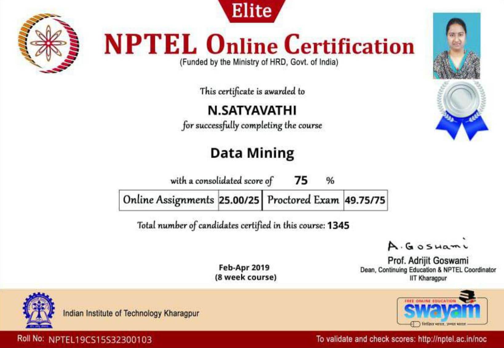 NPTEL-Certificates - Vaagdevi College of Engineering